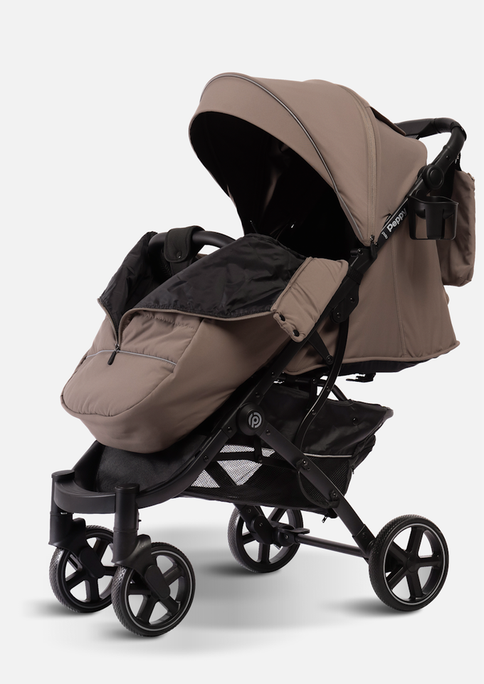 Peppy Коляска прогулочная Polo 2.0 (sandstone) черная рама, сумка