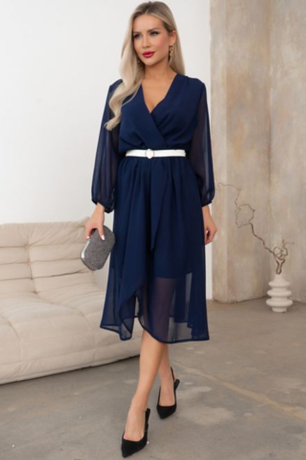 Платье шифоновое (синий) Р11-1207/7 Nikol