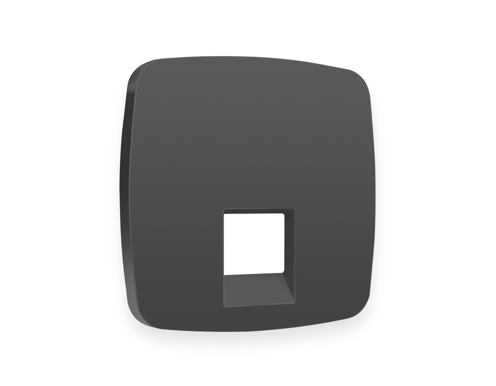 OP9120 Лицевая панель OMEGA (Графит Мягкое касание) для компьютерной/телефонной розетки RJ-45/RJ-11 QUANT