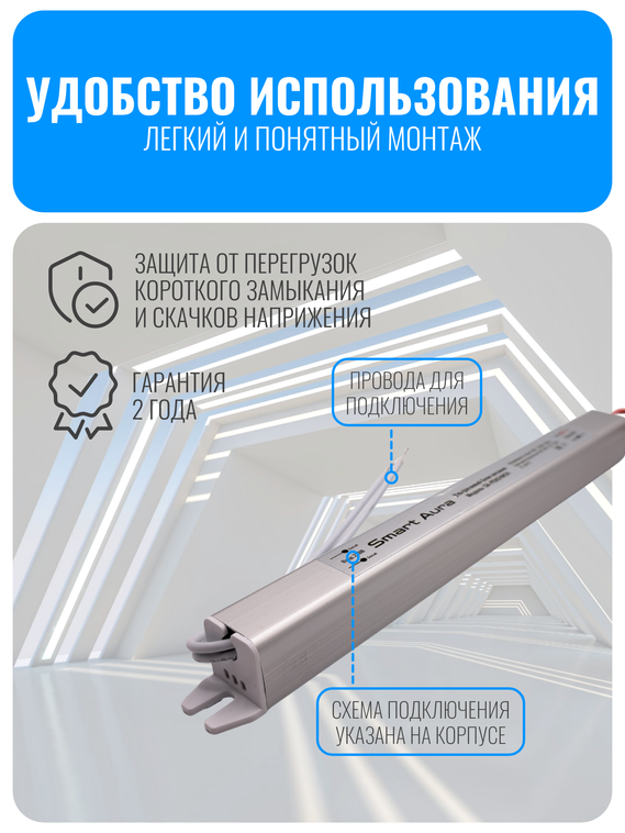 Ультратонкий блок питания Smart Aura для светодиодной ленты