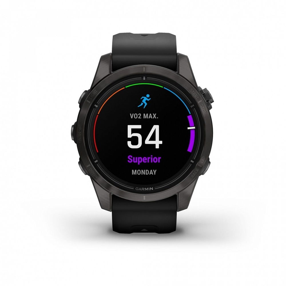 Смарт часы Garmin Epix Pro (Gen 2) Sapphire Edition 42 мм, титановый, угольно-серый, DLC, черный ремешок