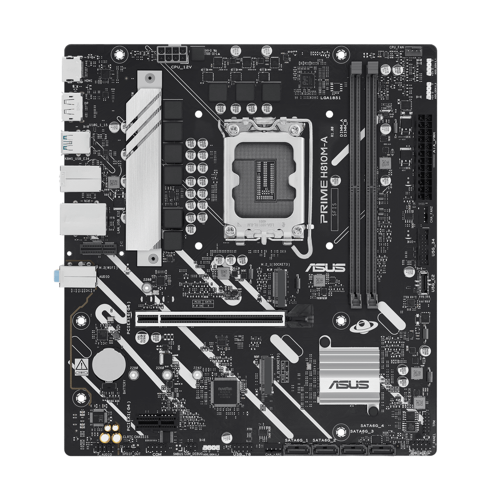 Материнская плата ASUS PRIME H810M-A-CSM, LGA1851 H810 2xDDR5 4xSATA 2xM.2 HDMI DP USB-C mATX