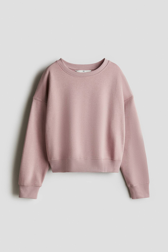 H&M Толстовка с круглым вырезом, пыльно-розовый