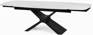 Обеденный раздвижной стол Flormere 180-260x90 стальная ножка и белая керамика