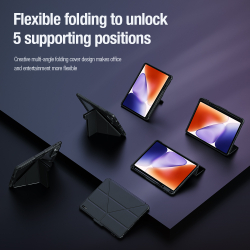 Чехол книжка синего цвета от Nillkin для Xiaomi Pad 7 и 7 Pro, серия Bumper Pro Case-Multi Angle Folding Style, многофункциональный складной стиль