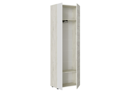 САФАРИ_Шкаф_ШК-001_(Шкаф с выдв. штангой) Дуб крафт белый / Белый Софт