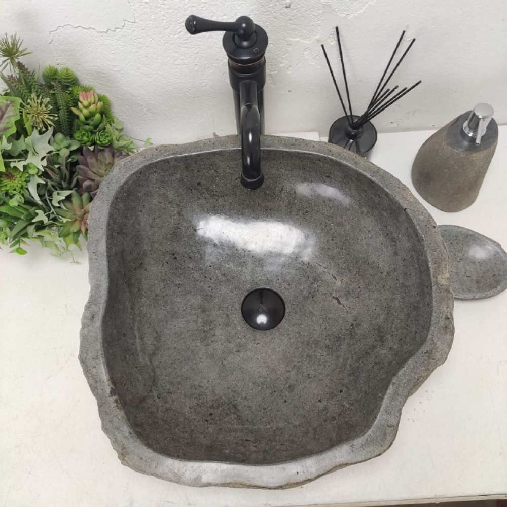 Раковина из речного камня RS-62057 (48*48*15)