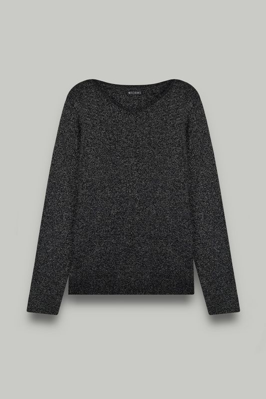 Джемпер вязаный с люрексом, черный
