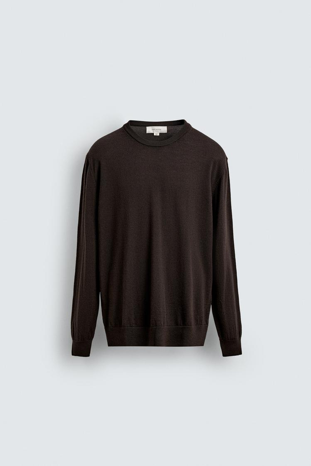 ZARA ШЕРСТЯНОЙ СВИТЕР КЛАССИЧЕСКОГО КРОЯ, ШОКОЛАДНЫЙ