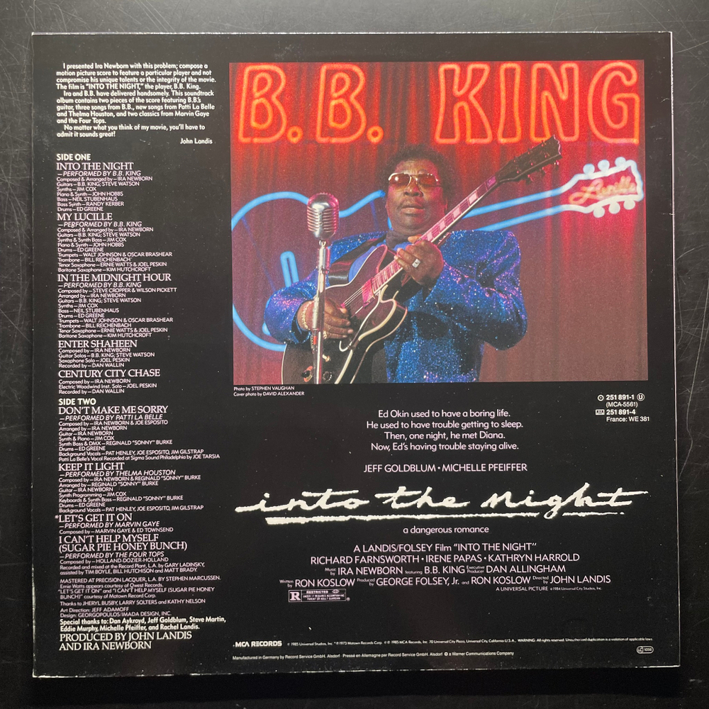 Into The Night - Music From The Original Motion Picture Soundtrack (Германия 1985г.)