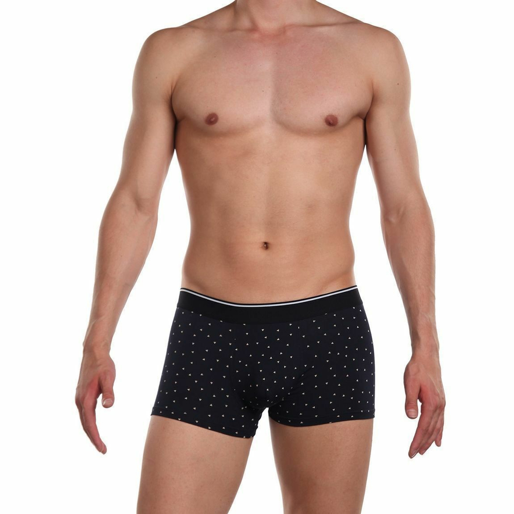 Трусы-боксеры с мелким принтом в виде треугольников (Размер: L) (Цвет: серый)