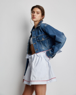 Юбка мини из хлопка Гуччи в полоску голубой/белый