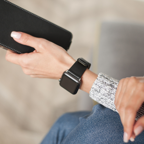 Ремешок для Apple Watch 40/41/42 mm из кожи теленка, черного цвета