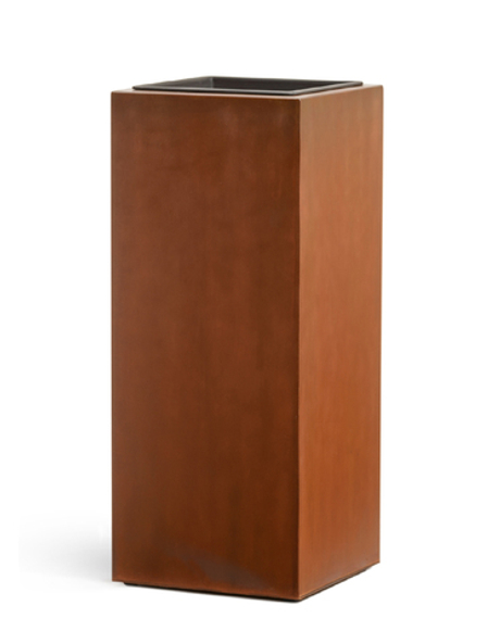 Кашпо TREEZ Effectory - серия Corten Steel - Высокий куб - Кортеновская сталь - Бархатистая окись