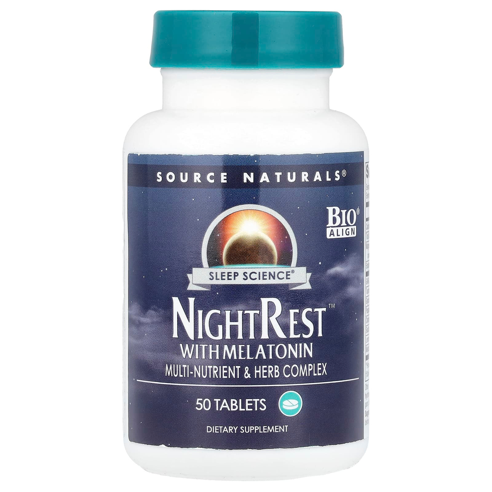 Source Naturals, Sleep Science®, NightRest™ с мелатонином, 50 таблеток