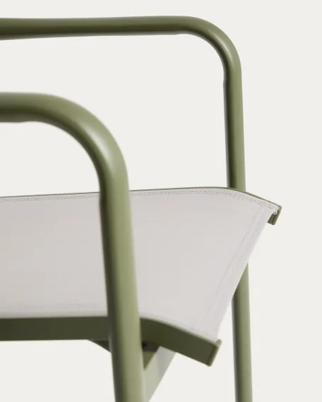 Уличный стул Luri из алюминия зеленого цвета и бежевого текстиля