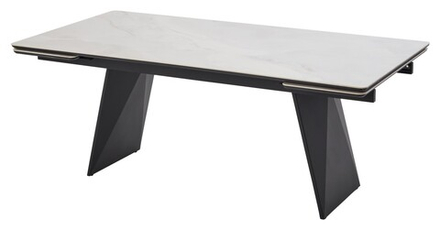 Стол ШЕРЛ  200 CRYSTAL ONIX BIANCO, керамика / Черный каркас М-City
