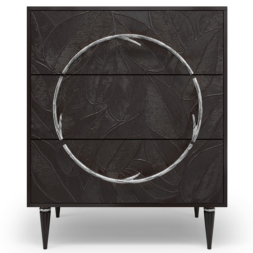 Комод Арт Колор leaves Классик Сильвер с 3 ящиками Терпкий коричневый