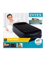 INTEX Кровать надувная флок Твин, 99х191х42см, с высоким подголовником, встр.электронасос, 64122NP