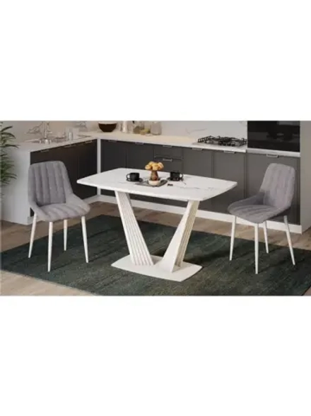 Стол Фабио Белый матовый, мрамор 130х80х75 см