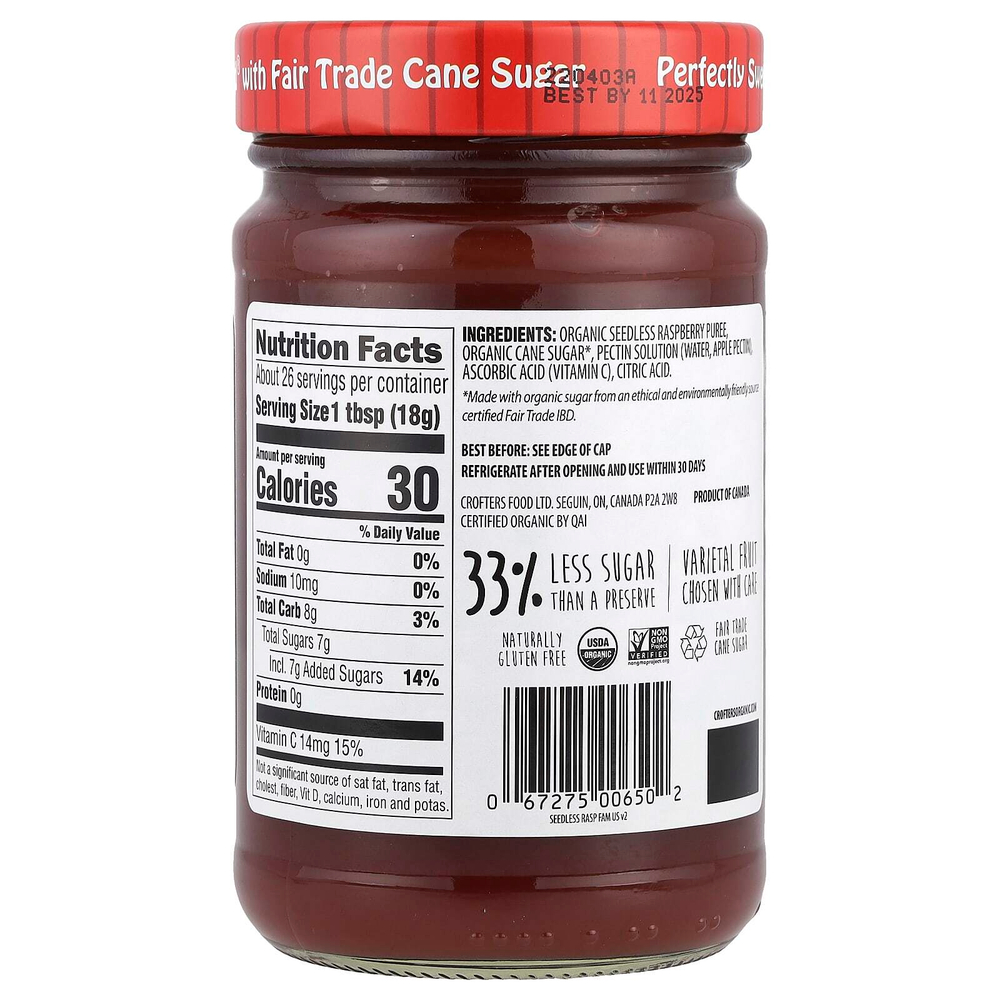 Crofter's Organic, Органический премиальный спред, малина без косточек, 468 г (16,5 унции)