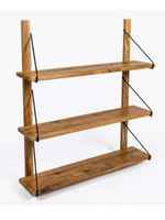 Полка настенная, 80х19х89, Alina, для ванной, стеллаж деревянный, массив дуба, MAKOSA