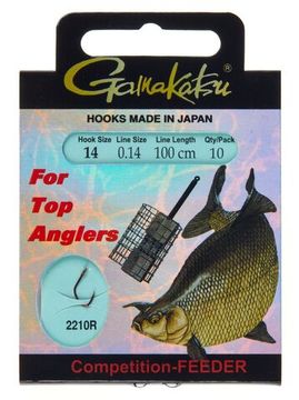 Крючки с поводком Gamakatsu BOOKLET BR.FEEDER 2210R разм. 14-0.14мм 100см 10шт.