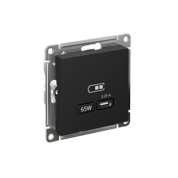 Розетка USB AtlasDesign тип C 65Вт QC PD высокоскор. ЗУ механизм карбон SE ATN001027