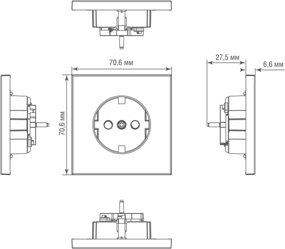 Donel R98 METAL вороненая сталь накладка для розетки Schuko с/з с защитой 16 A 250 В~, серия DA