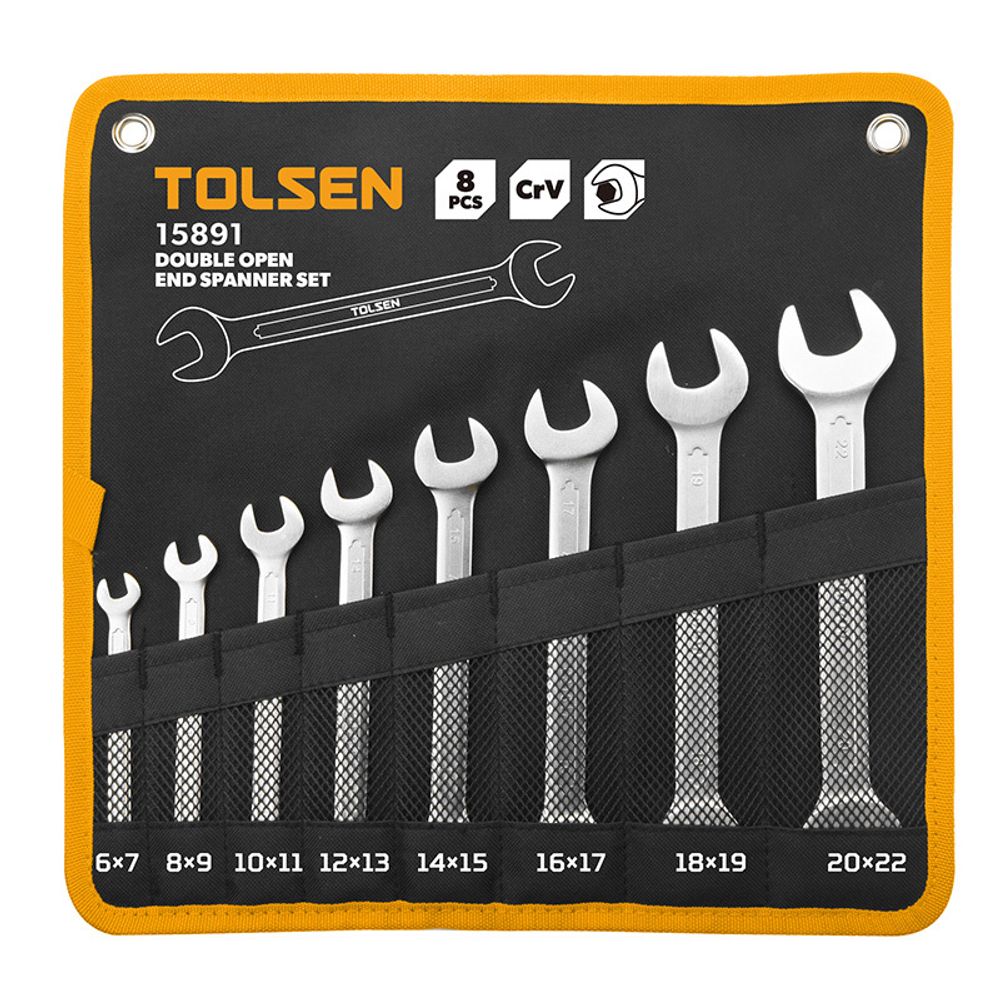 TOLSEN (TT15891) Набор рожковых ключей, 6-22 мм, 8 предметов