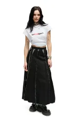 Юбка Kraizy Stripes Макси из джинсы черная