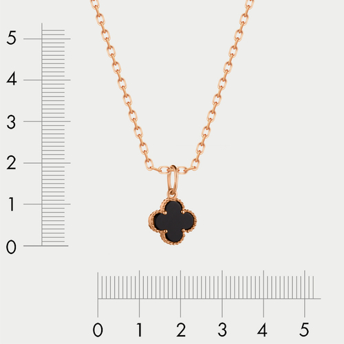 Подвеска из красного золота 585 пробы с ониксом для женщин (арт. П-875)