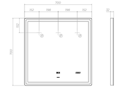 Зеркало Vigo Geometry Luxe 700 (700х700х32 мм) сенсорное с подсветкой (z.GEO.70.Luxe)