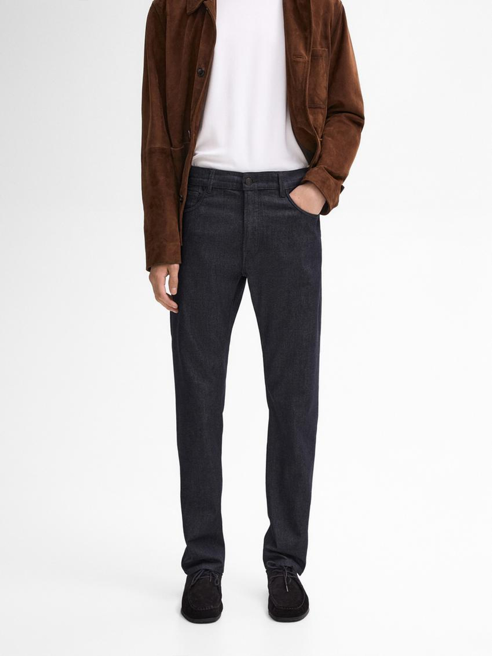 Massimo Dutti Зауженные джинсы с эффектом потертости, индиго