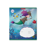 Тетрадь 12л., линия, Erich Krause, скрепка, блок офсет, мелованный картон "Русалочка", 5 дизайнов