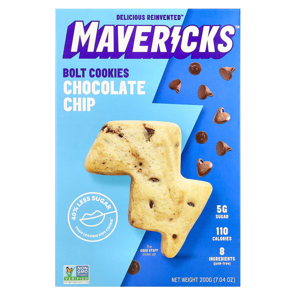 Mavericks, Болт печенья, с шоколадной крошкой, 200 г (7,04 унции)