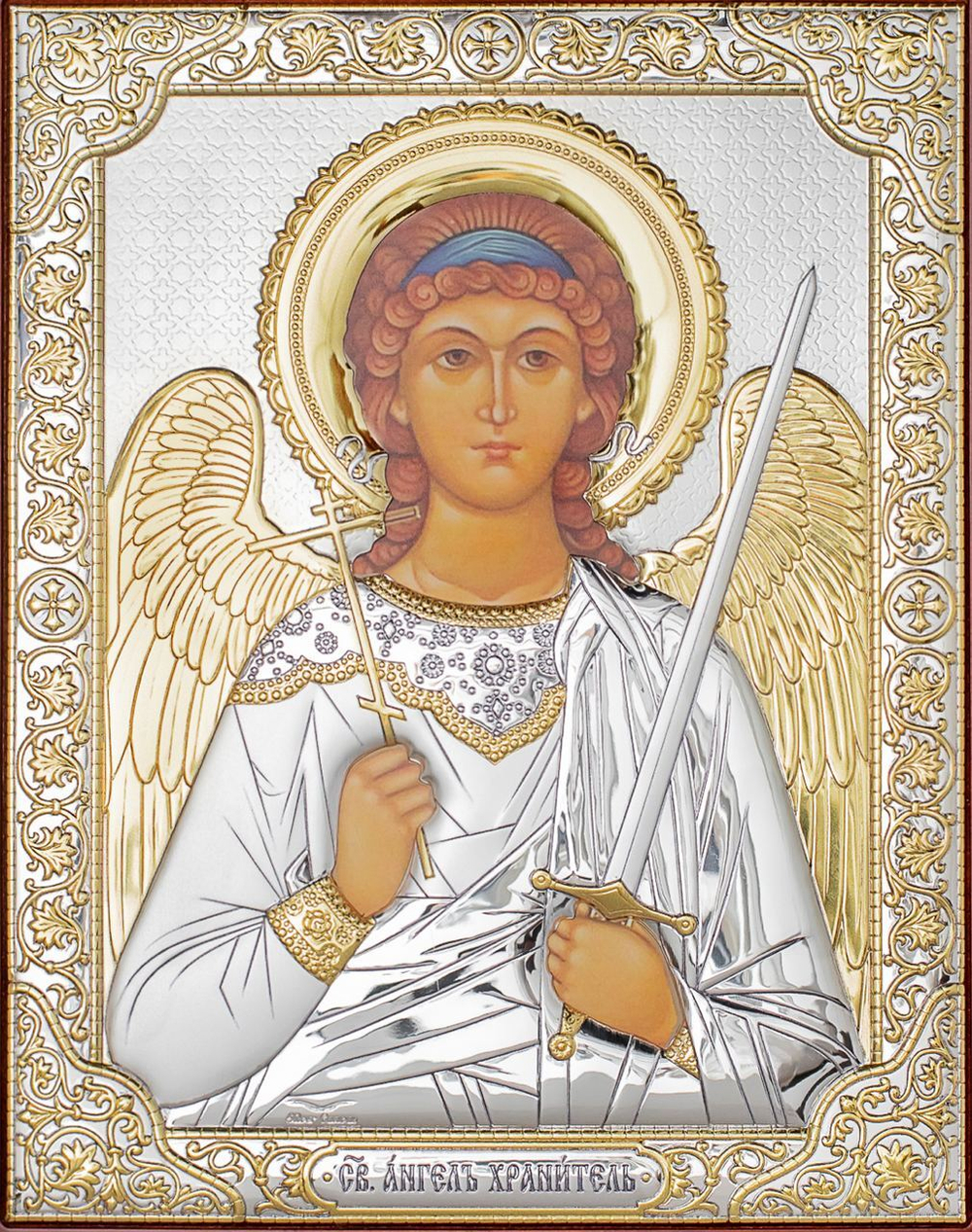 Ангел Хранитель, икона прямоугольная без рамки, красное дерево 120х160