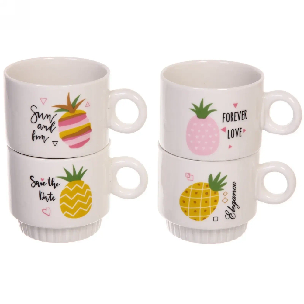 Набор кружек на стойке 280мл «Ананасы»