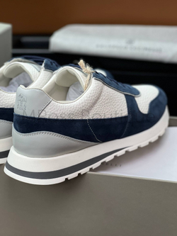 Мужские кроссовки Brunello Cucinelli Panelled бело-синие