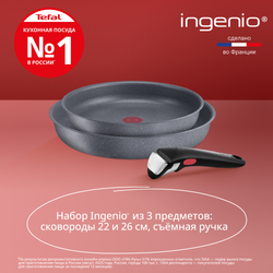 Набор посуды со съемной ручкой Tefal Ingenio Natural Force 3 предмета 22/26 см L3969202