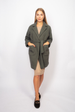 Зеленое трикотажное пальто купить