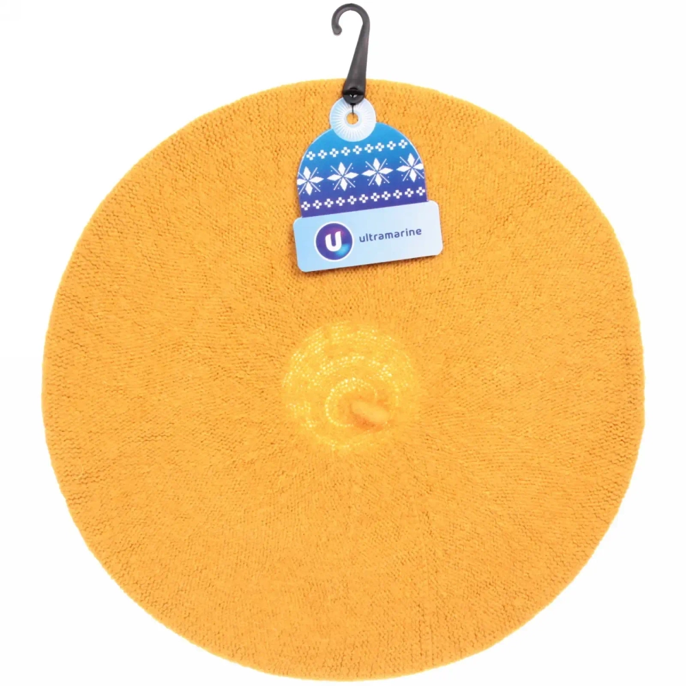 Берет женский из овечьей шерсти «Elegance», цвет горчичный, р. 58 (лейбл ультрамарин, подвес)