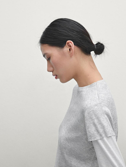 Massimo Dutti Двухслойная футболка из хлопка, серый