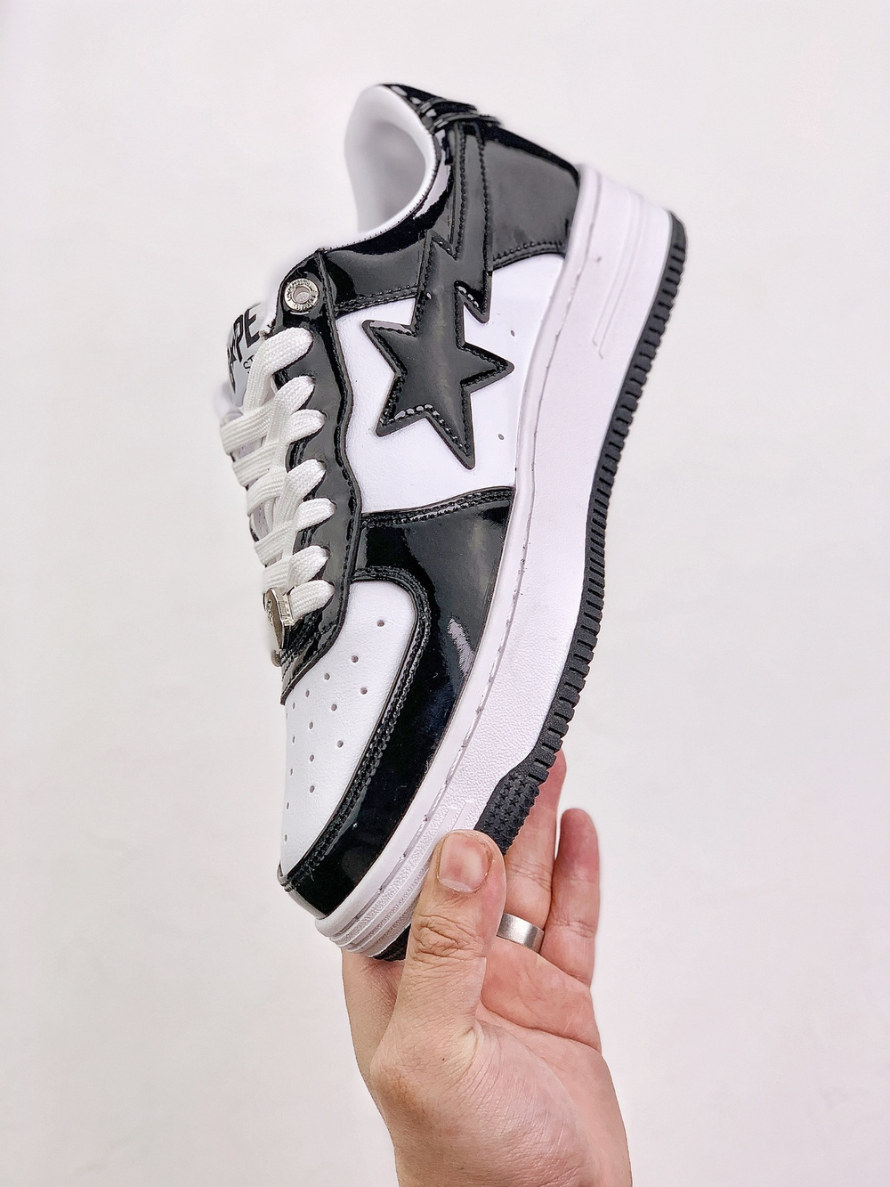 A Bathing Ape Bape Sta Patent Leather Black White