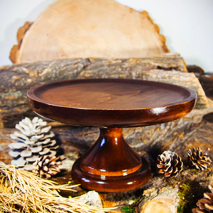 Деревянная тортница, подставка для копкейков и тортов из сибирского кедра 250мм. TR3