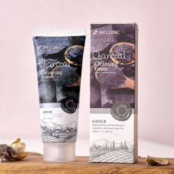 3W Clinic пенка для лица Charcoal Cleansing Foam, 100 мл, 100 г