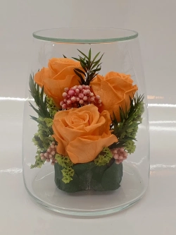 натуральные кустовые розы в стекле, вакуум*