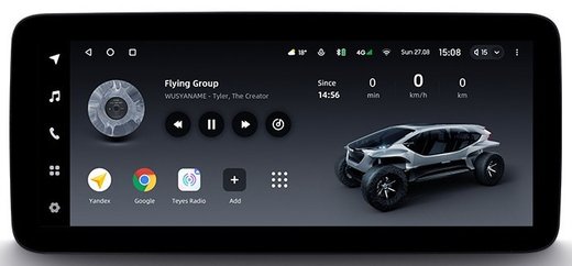 Магнитола сверху панели авто - Teyes LUX ONE ROUND монитор 12.3" 2K QLED на Android 10, CarPlay, 4G SIM-слот
