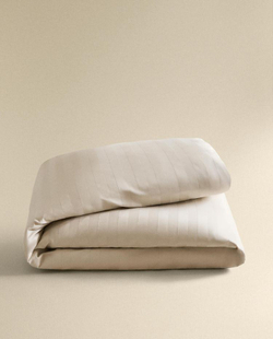 ZARA HOME САТИНОВЫЙ ПОДОДЕЯЛЬНИК В ПОЛОСКУ, СЕРЫЙ