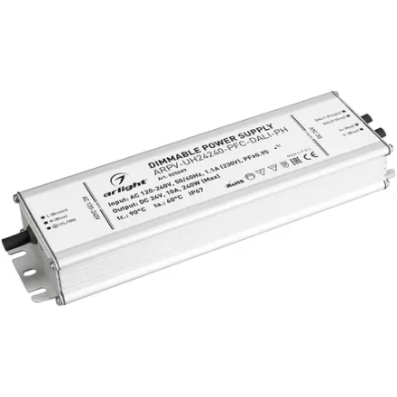 Блок питания ARPV-UH24240-PFC-DALI-PH (24V, 10.0A, 240W) (Arlight, IP67 Металл, 7 лет) 025689